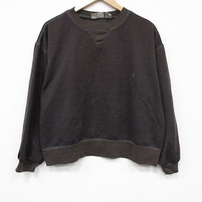 XL★古着 ベーシックエディションズ 長袖 スウェット メンズ 90年代 90s 無地 大きいサイズ クルーネック こげ茶 霜降り 25dec11