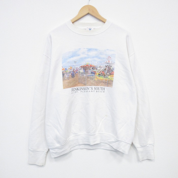 90s 長袖スウェット ビーチ ホワイト XL | 古着