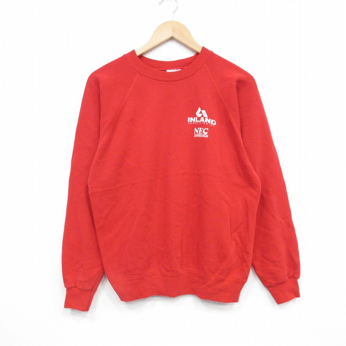 M★古着 ヘインズ  長袖 スウェット メンズ 80年代 80s NEC ラグラン クルーネック USA製 赤 25dec12