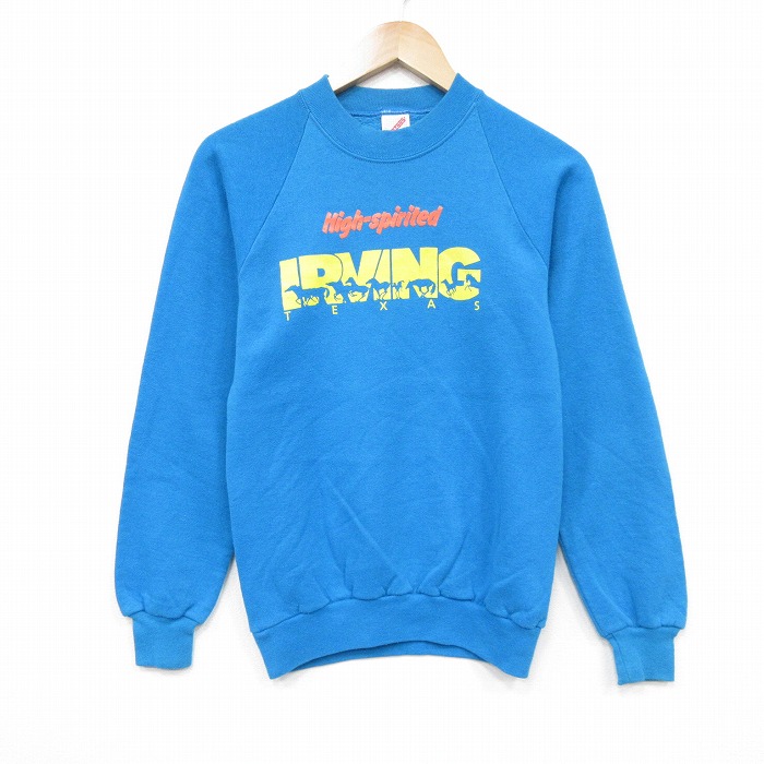 XS★古着 ジャージーズ 長袖 スウェット メンズ 80年代 80s テキサス ラグラン クルーネック USA製 水色 25dec12