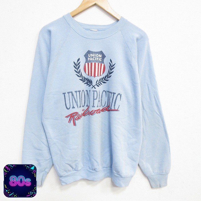 【50%OFF】80s ラグランスウェット UNION PACIPIC ライトブルー M | 古着