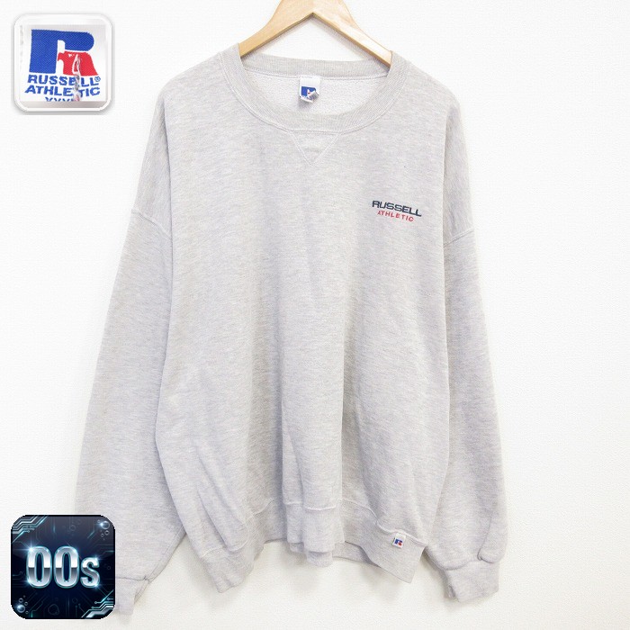【50%OFF】ラッセル 00s 長袖スウェット ワンポイントロゴ グレー XL | 古着