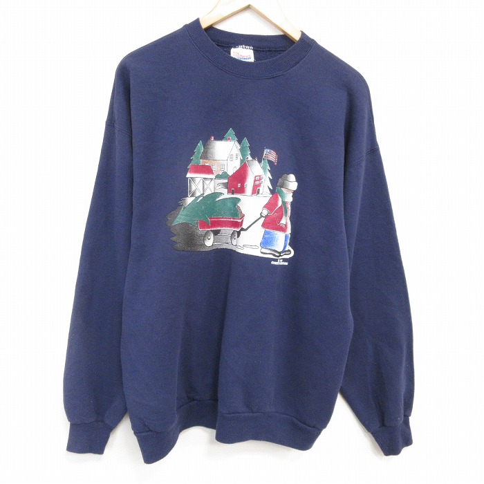 ヘインズ 90s 長袖スウェット 家 ネイビー L | 古着