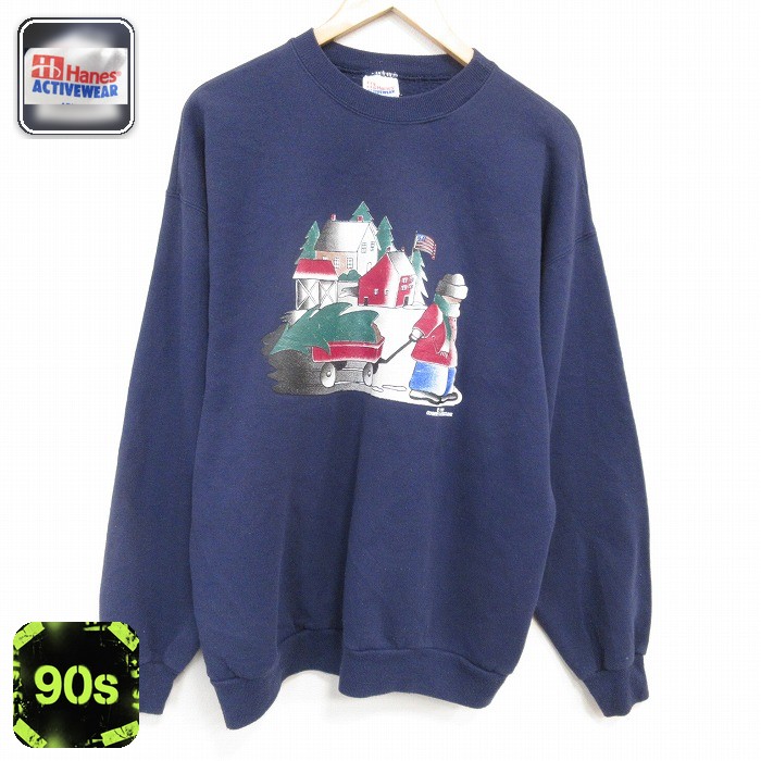 【50%OFF】ヘインズ 90s 長袖スウェット 家 ネイビー L | 古着