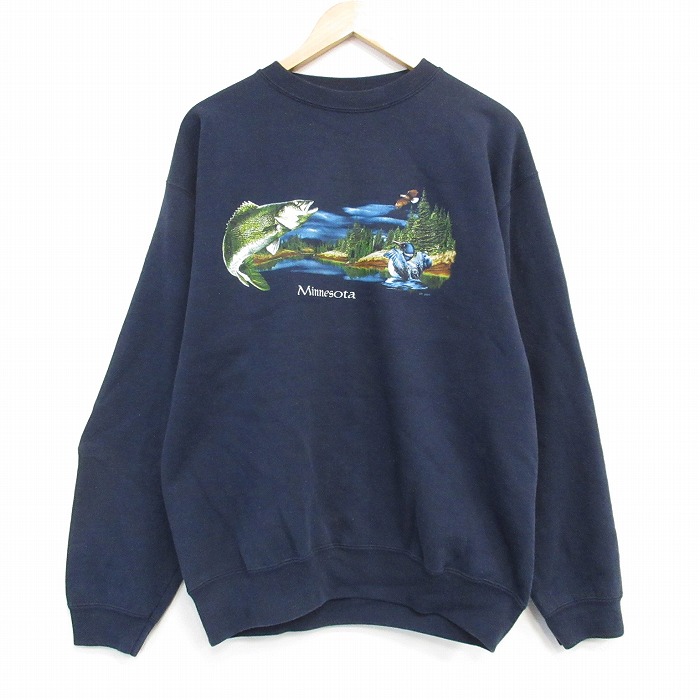 90s 長袖スウェット ミネソタ ネイビー L | 古着