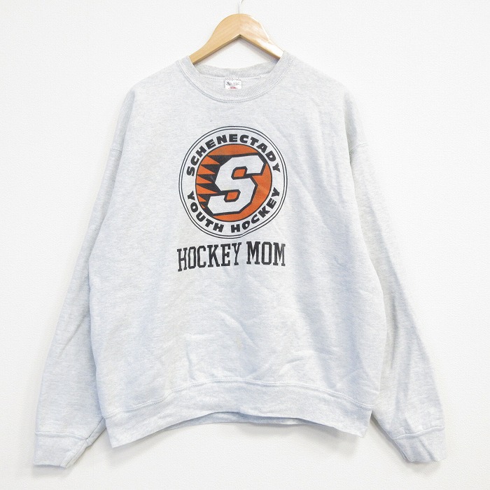 フルーツオブザルーム 90s 長袖スウェット ユースホッケー グレー XL | 古着
