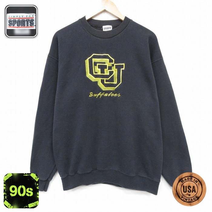 【50%OFF】90s 長袖スウェット CU刺繍 ブラック L | 古着