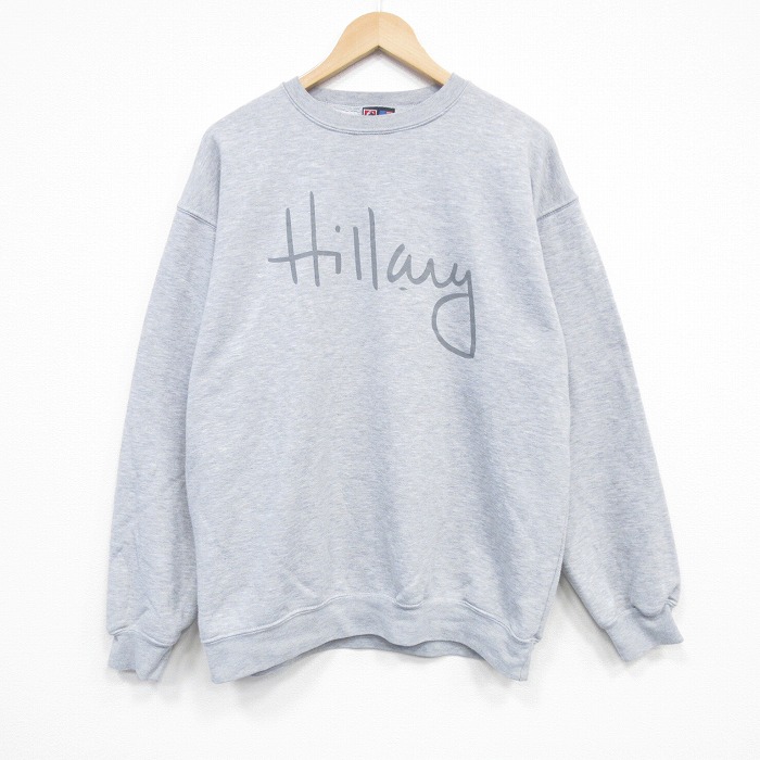 XL★古着 長袖 スウェット メンズ 00年代 00s Hillwy クルーネック USA製 グレー 霜降り 25dec13