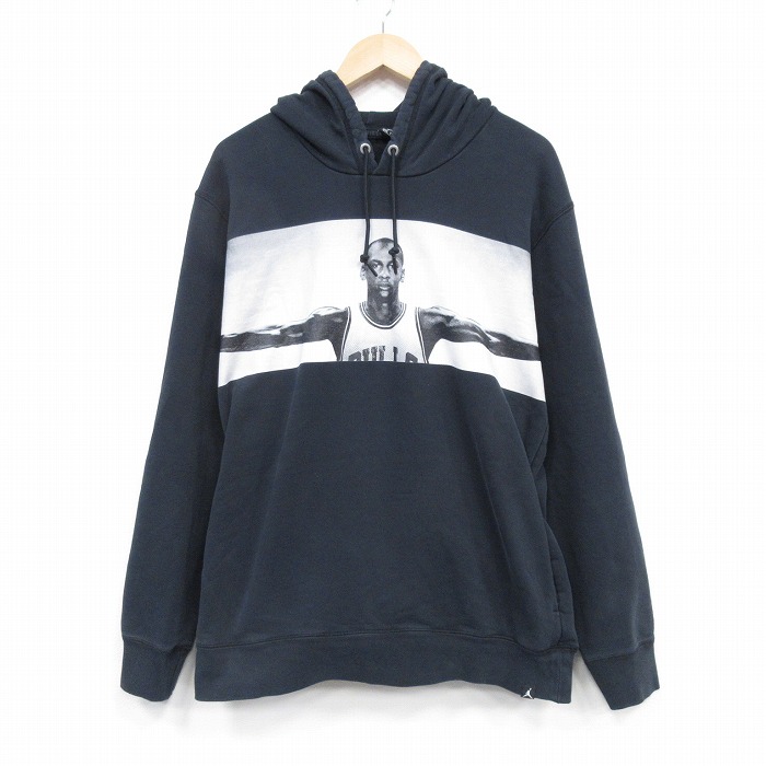XL★古着 長袖 スウェット パーカー メンズ マイケルジョーダン 大きいサイズ 黒 25dec13