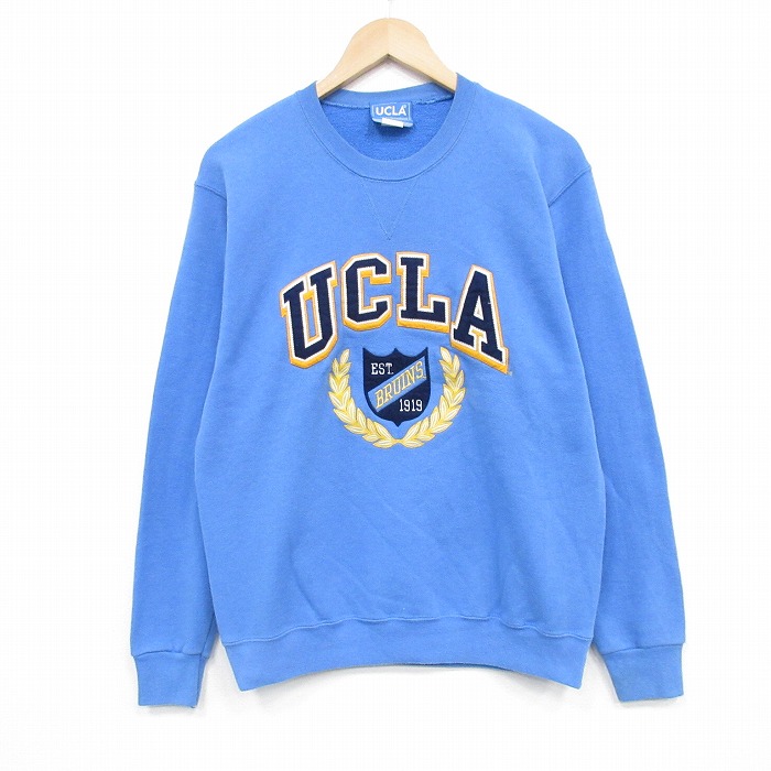 M★古着 長袖 スウェット メンズ 00年代 00s UCLA クルーネック USA製 薄紺 25dec13