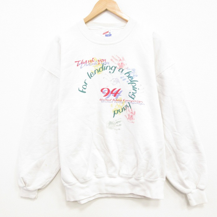 ジャージーズ 90s 長袖スウェット ハンド ホワイト XL | 古着