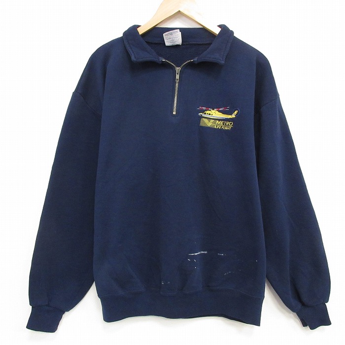 ジャージーズ 90s ハーフジップスウェット ヘリコプター ネイビー XL | 古着