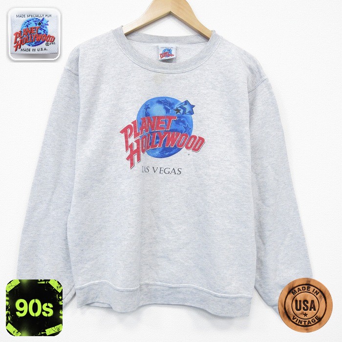 【50%OFF】プラネットハリウッド 90s 長袖スウェット 霜降り グレー M | 古着