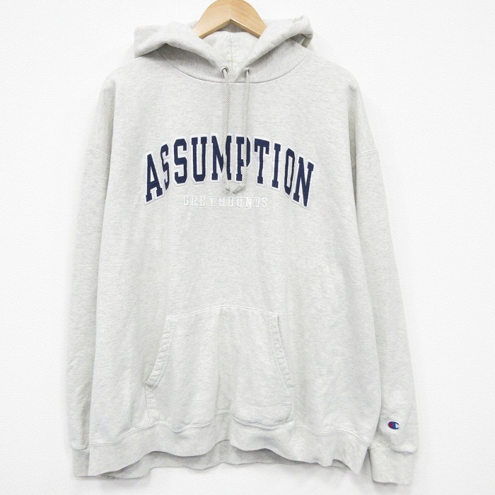 チャンピオン 長袖スウェットパーカー ASSUMPTION グレー XL | 古着
