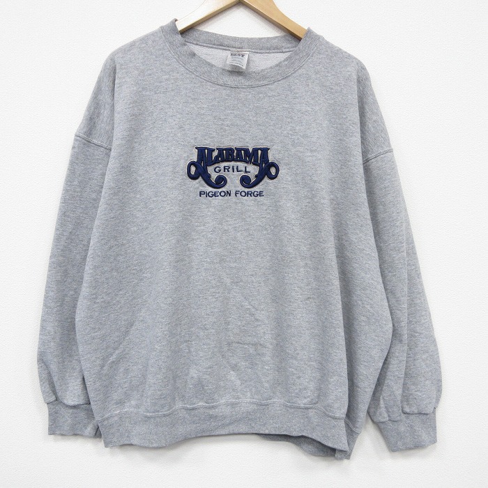 XL★古着 フルーツオブザルーム 長袖 スウェット メンズ 00年代 00s アラバマ 大きいサイズ クルーネック グレー 霜降り 25dec17