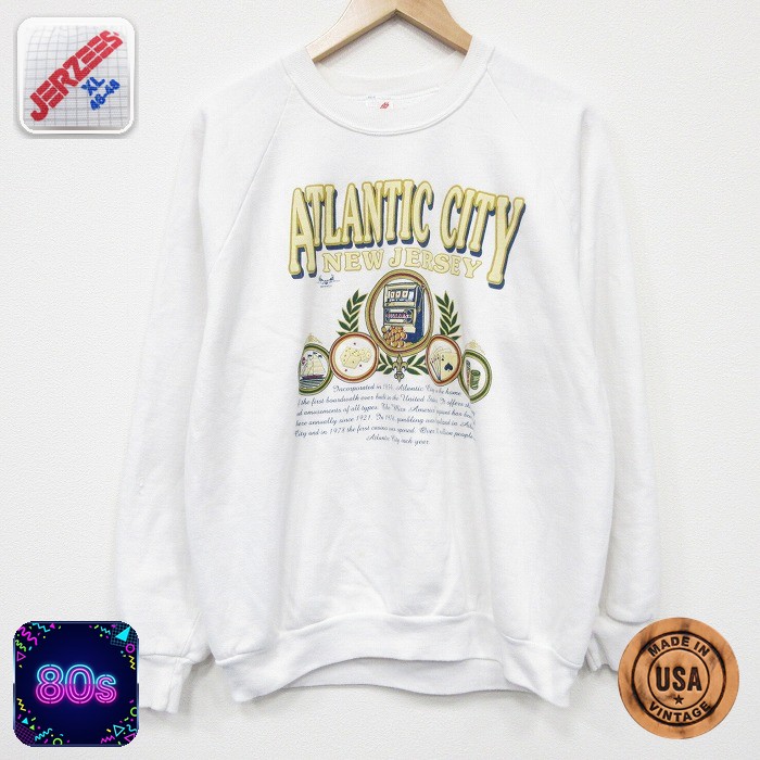 【50%OFF】ジャージーズ 80s 長袖スウェット アトランティックシティ ホワイト L | 古着