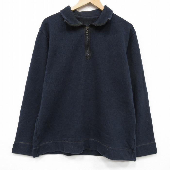 L★古着ギャップ GAP  長袖 ハーフジップ スウェット メンズ 無地 紺 25dec17