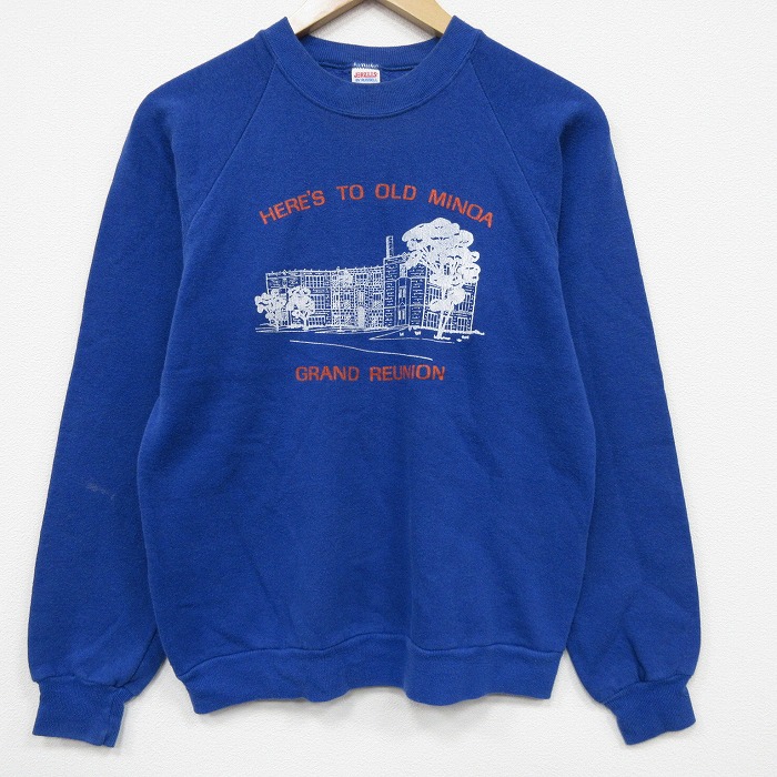 S★古着 ジャージーズ 長袖 スウェット メンズ 80年代 80s GRAND ラグラン クルーネック USA製 青 25dec17