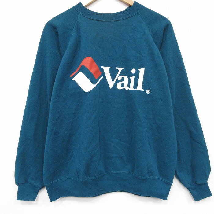 L★古着 ヘインズ 長袖 スウェット メンズ 90年代 90s Vail ラグラン クルーネック 緑 25dec17