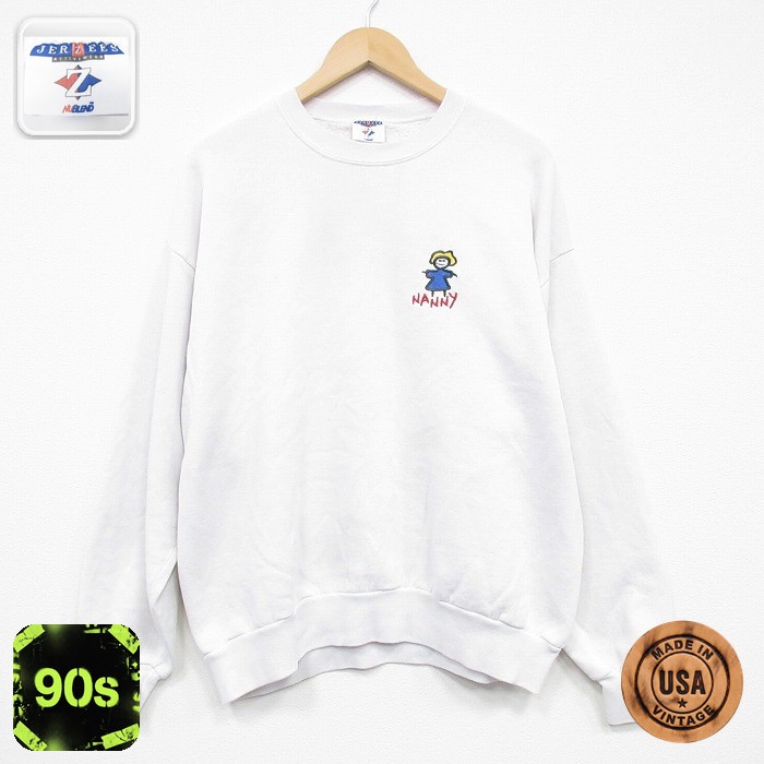 【50%OFF】ジャージーズ 90s 長袖スウェット NANNY ホワイト XL | 古着