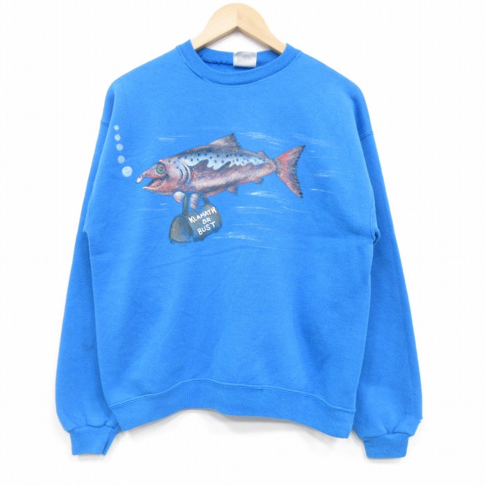 90s 長袖スウェット 魚 ライトブルー M | 古着