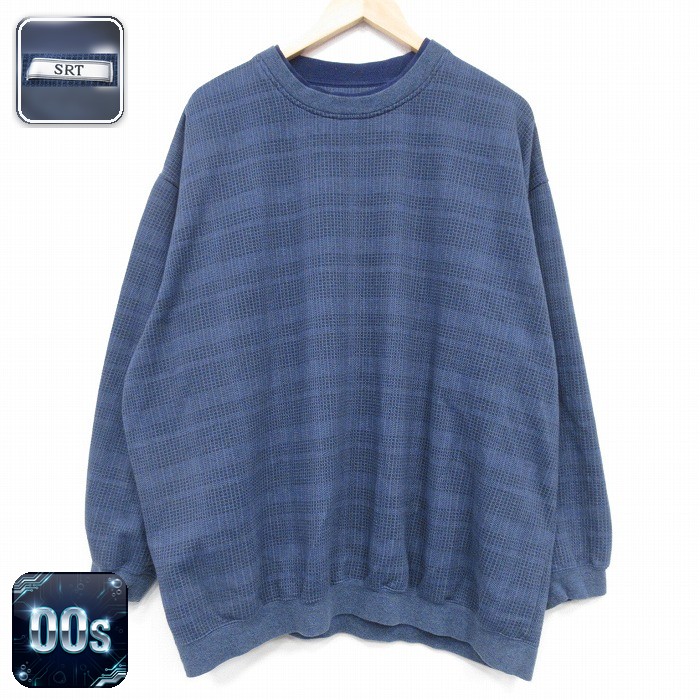 【50%OFF】00s 長袖スウェット チェック ネイビー XL | 古着