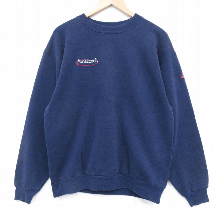 90s 長袖スウェット Ameritech ネイビー L | 古着