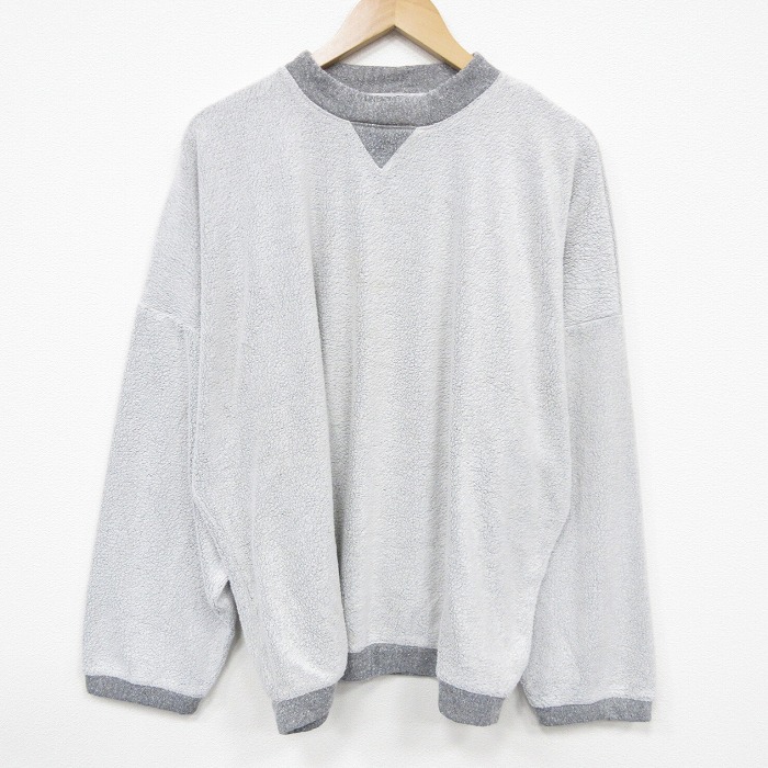 XL★古着 長袖 スウェット メンズ 90年代 90s 無地 大きいサイズ クルーネック USA製 薄グレー 霜降り 25dec16