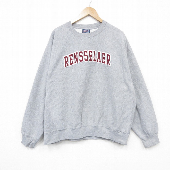 XL★古着 MVスポーツ 長袖 スウェット メンズ 00年代 00s RENSSELAER 大きいサイズ クルーネック グレー 霜降り 25dec18