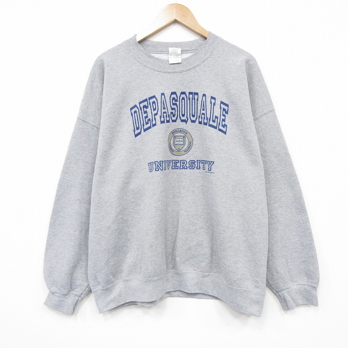 XL★古着 長袖 スウェット メンズ 00年代 00s DEPASQUALE 大きいサイズ クルーネック グレー 霜降り 25dec18