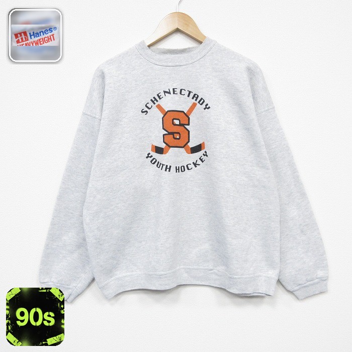 【50%OFF】ヘインズ 90s 長袖スウェット ユースホッケー グレー XL | 古着