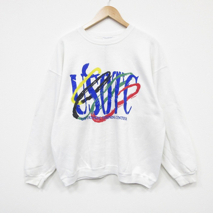 XL★古着 ヘインズ 長袖 スウェット メンズ 00年代 00s USOTC クルーネック 白 25dec18