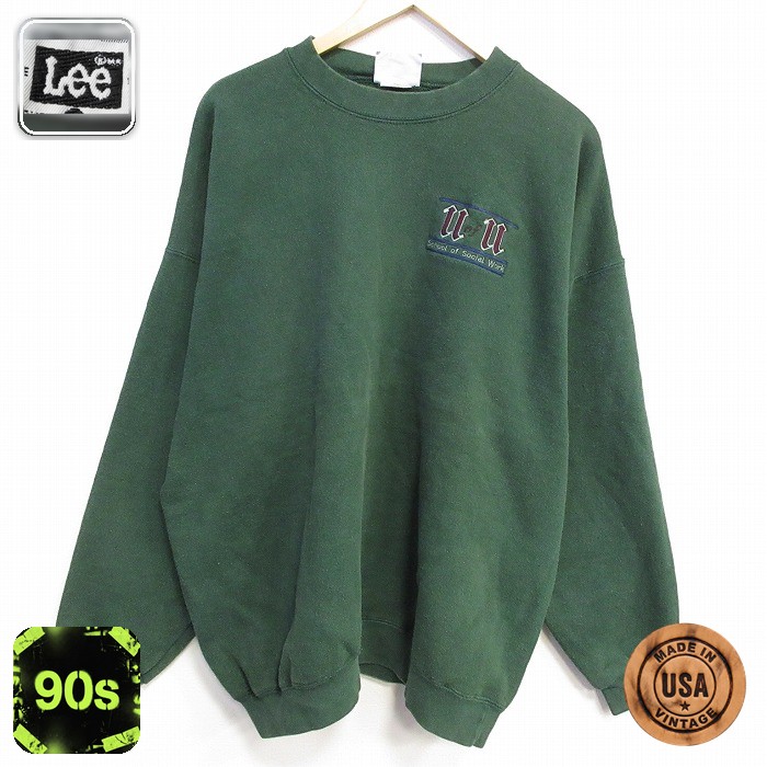 【50%OFF】リー 90s 長袖スウェット uofu グリーン XL | 古着