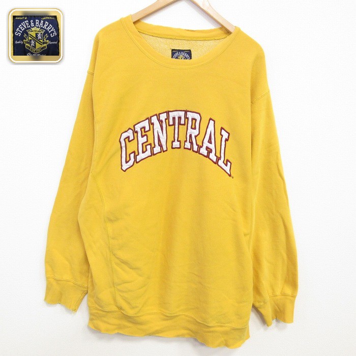 【50%OFF】STEVE&BARRYS 長袖スウェット CENTRAL刺繍 イエロー XL | 古着