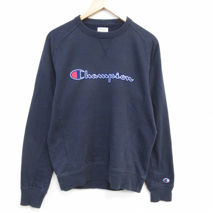 チャンピオン ラグランスウェット ビッグロゴ ネイビー M | 古着