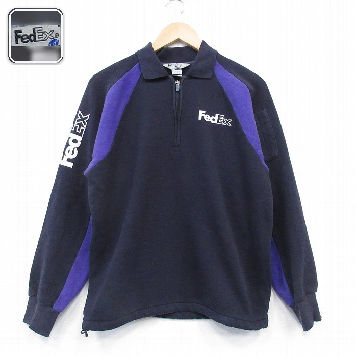 ハーフジップスウェット FedEx ブラック L | 古着