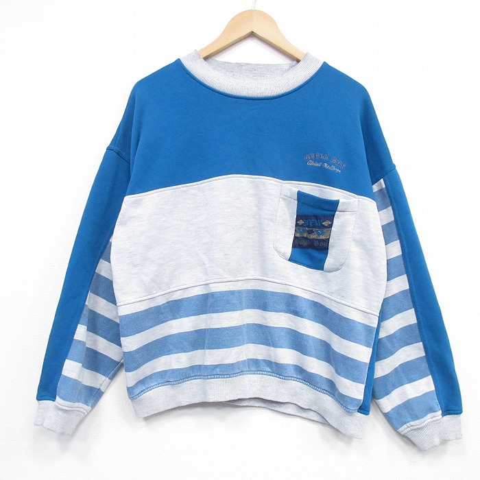 ビューグルボーイ 90s 長袖スウェット ボーダー ブルー XL | 古着
