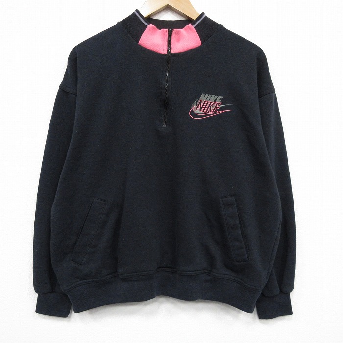 ナイキ 90s 長袖スウェット ワンポイントロゴ ブラック XL | 古着