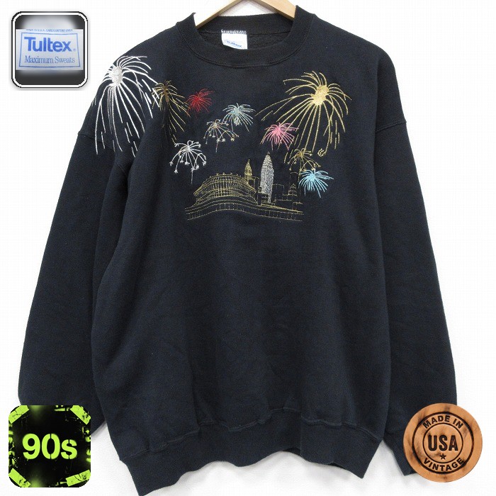 【50%OFF】TULTEX 90s 長袖スウェット 花火 ブラック XL | 古着