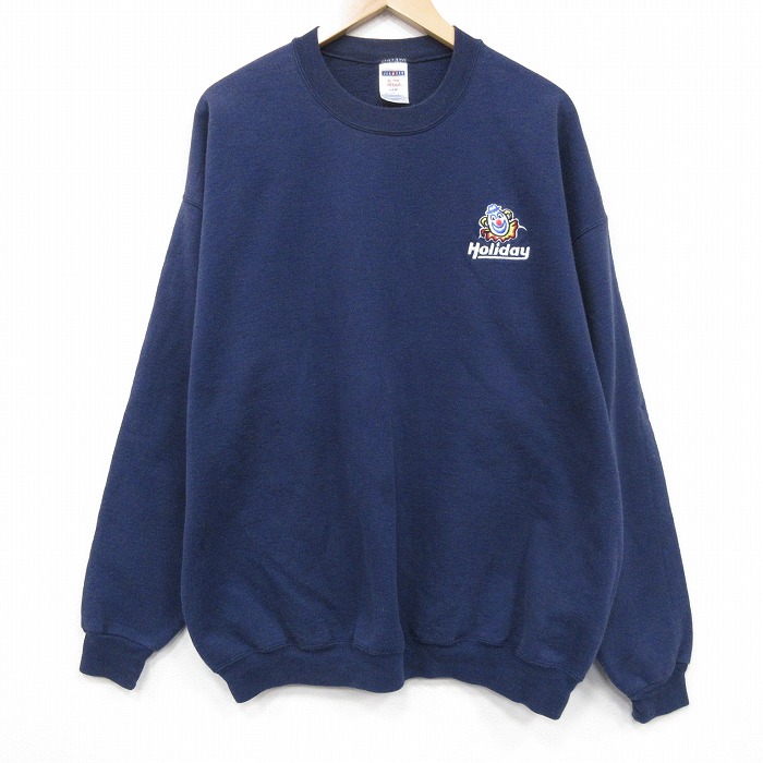 XL★古着 ジャージーズ 長袖 スウェット メンズ 00年代 00s ピエロ 大きいサイズ クルーネック 紺 25dec18