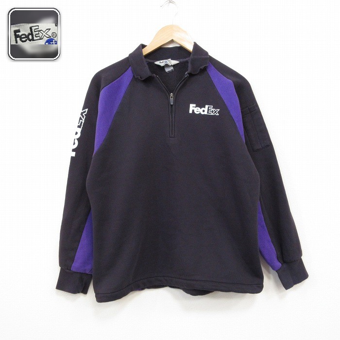 ハーフジップスウェット FedEx ブラック L | 古着