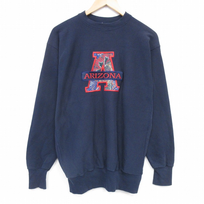 90s 長袖スウェット アリゾナ刺繍 ネイビー XL | 古着