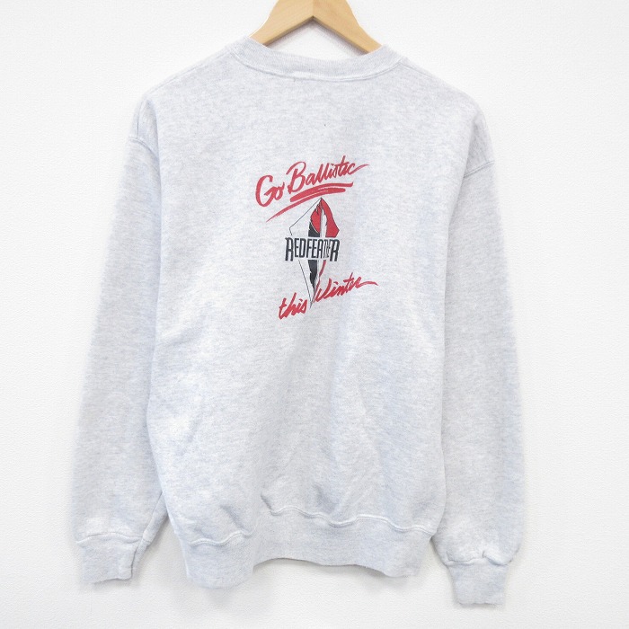 M★古着 ヘインズ 長袖 スウェット メンズ 90年代 90s REDFEATHER クルーネック 薄グレー 霜降り 25dec19