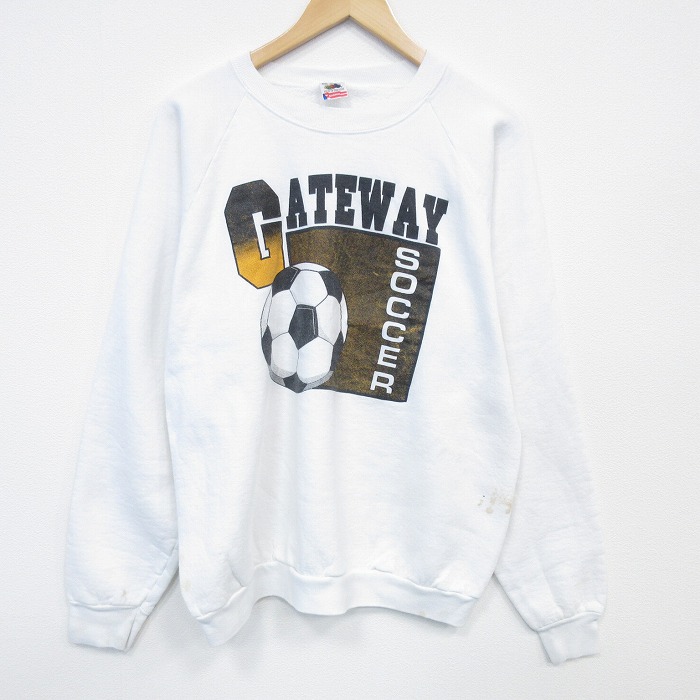 フルーツオブザルーム 90s 長袖スウェット サッカー ホワイト L | 古着
