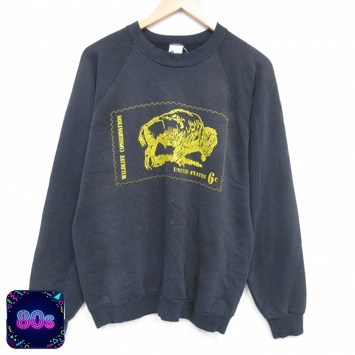 【50%OFF】バッファロー 80s ラグランスウェット ブラック L | 古着