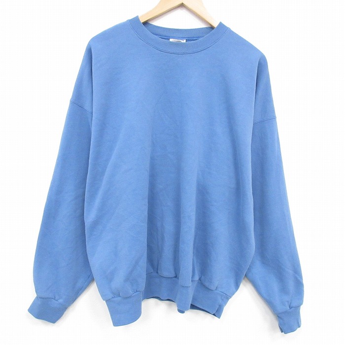 XL★古着 ヘインズ 長袖 スウェット メンズ 00年代 00s 無地 大きいサイズ クルーネック 薄紺 25dec20