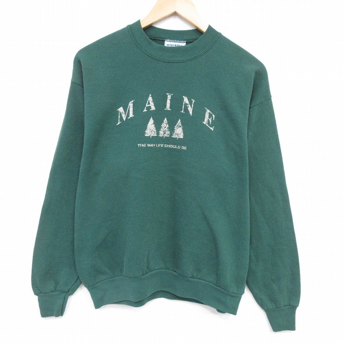 リー 90s 長袖スウェット MAINE グリーン M | 古着
