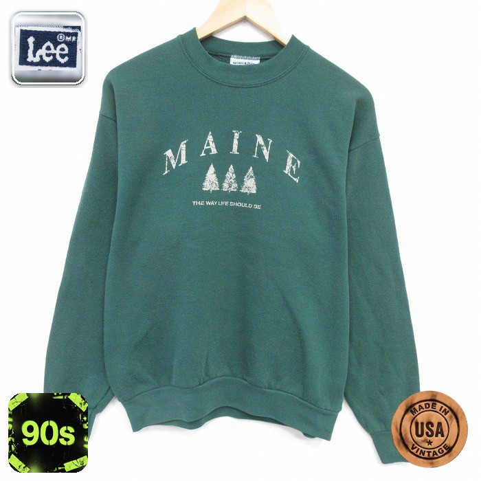 【50%OFF】リー 90s 長袖スウェット MAINE グリーン M | 古着