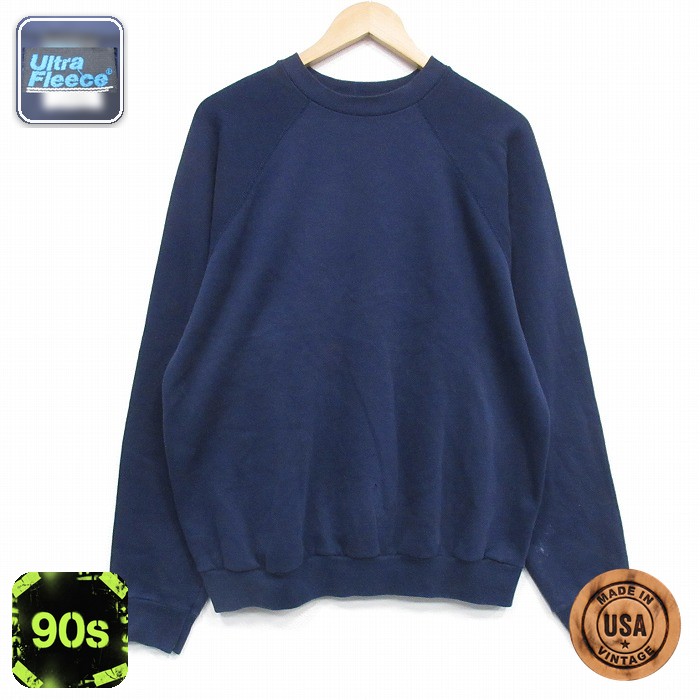 【50%OFF】90s ラグランスウェット ネイビー L | 古着