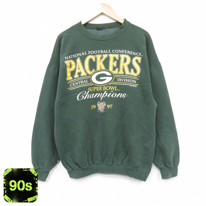 【50%OFF】90s 長袖スウェット グリーンベイペッカーズ グリーン XL | 古着